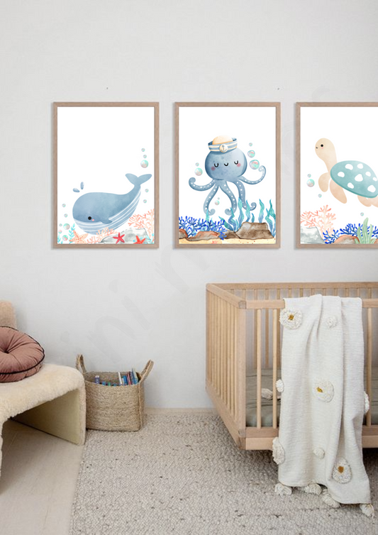 Sea Animals Print Set x3